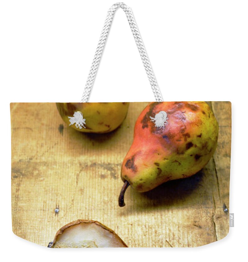 Pear Weekender Tote Bag featuring the photograph Rotting Pears by Jill Battaglia