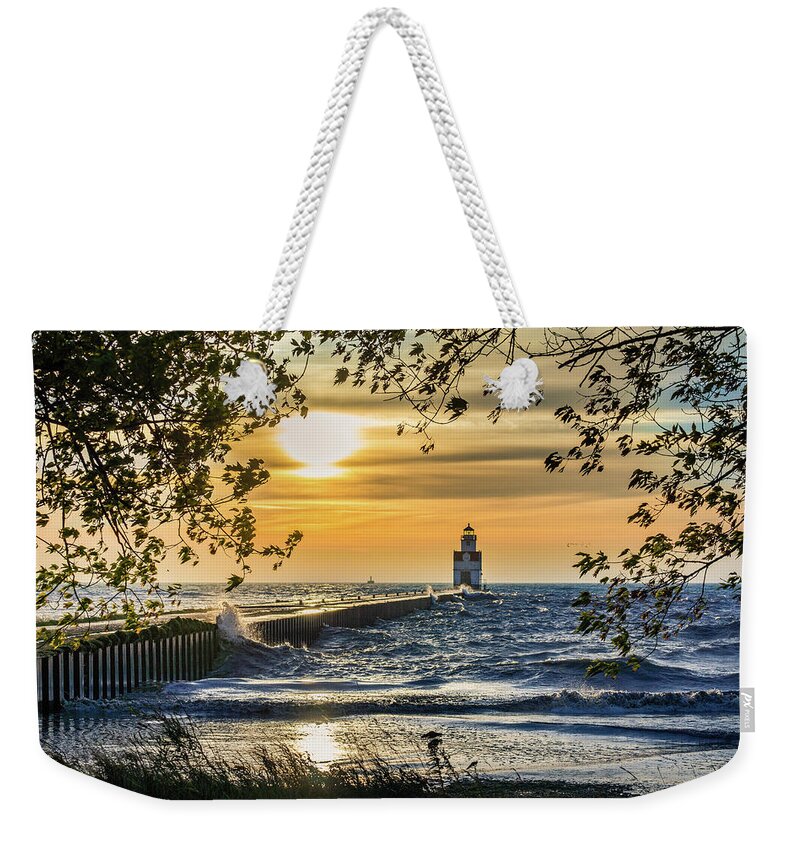Lighthouse Weekender Tote Bag featuring the photograph Rough Opening by Bill Pevlor