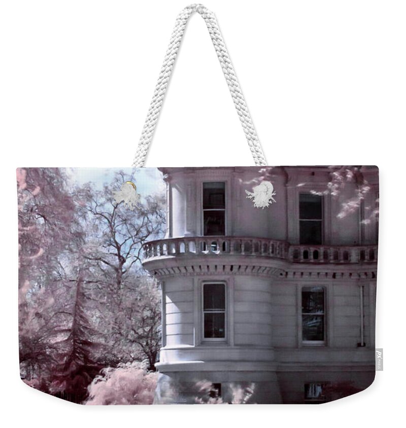 City Weekender Tote Bag featuring the photograph Rounded corner tower by Helga Novelli