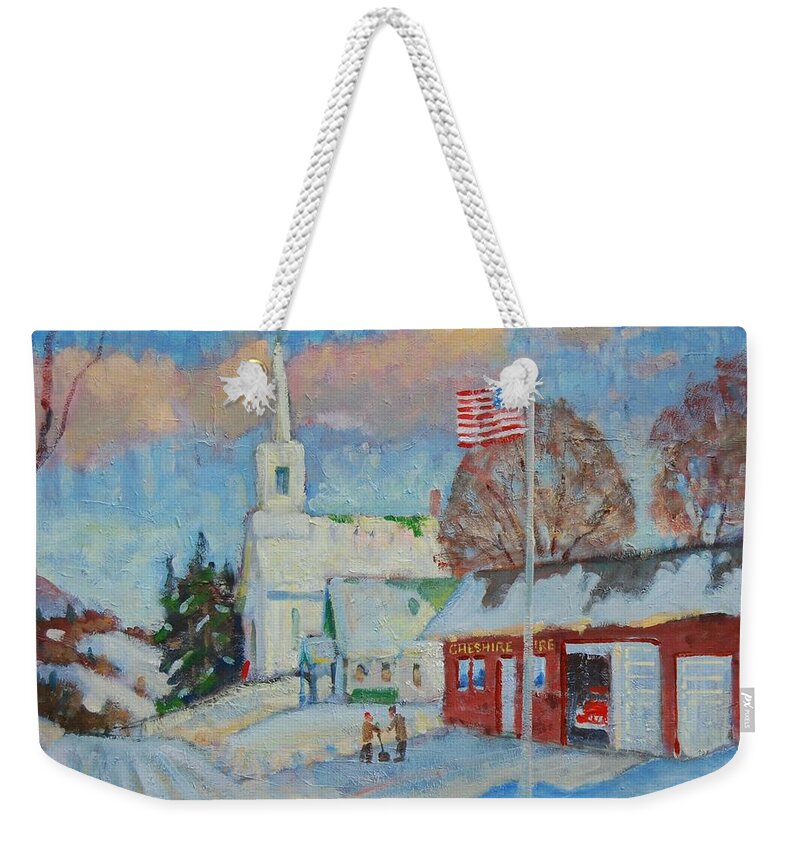 Fire Station Weekender Tote Bag featuring the painting Route 8 North by Len Stomski