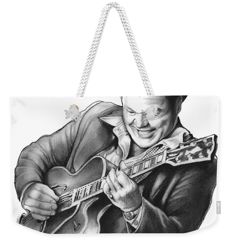 Roy Clark Weekender Tote Bag featuring the drawing Roy Clark by Greg Joens