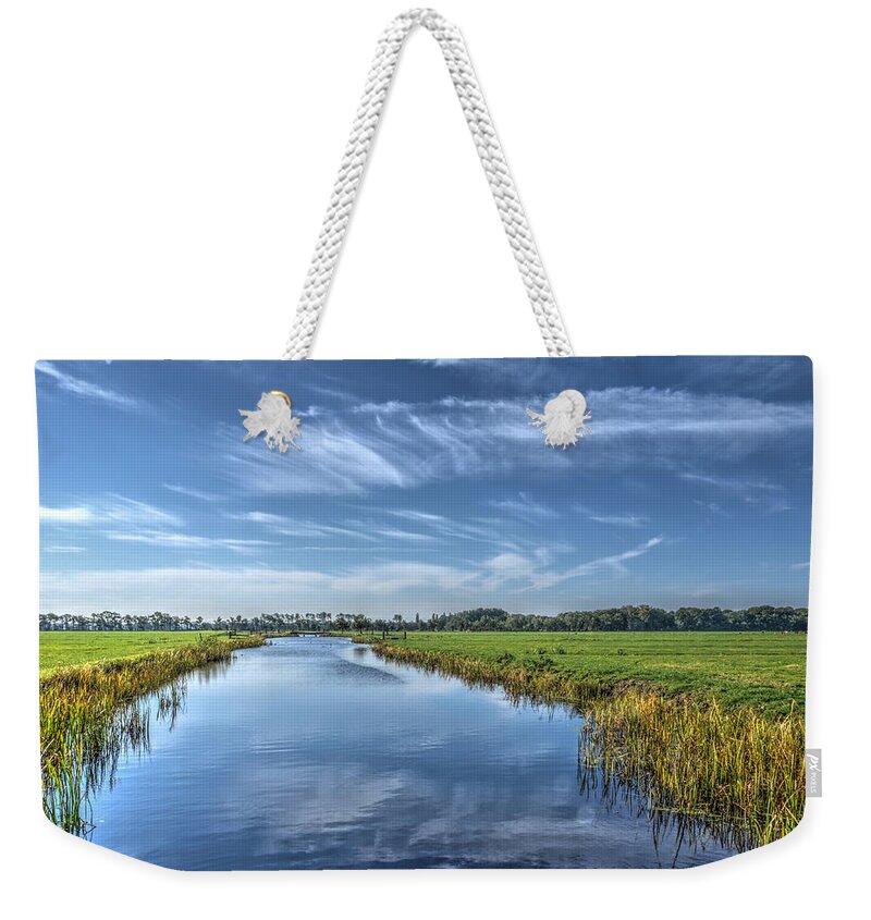 Canal Weekender Tote Bag featuring the photograph Royal Canal and Grasslands by Frans Blok