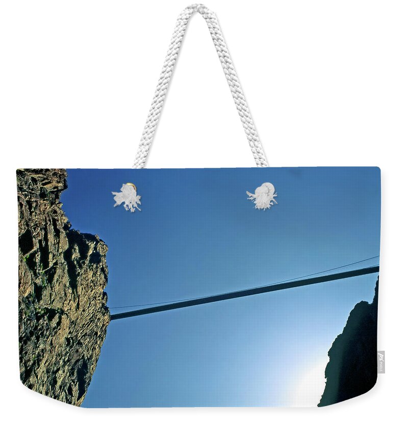 Suspension Bridge From Below Weekender Tote Bag featuring the photograph Royal Gorge Bridge by Sally Weigand