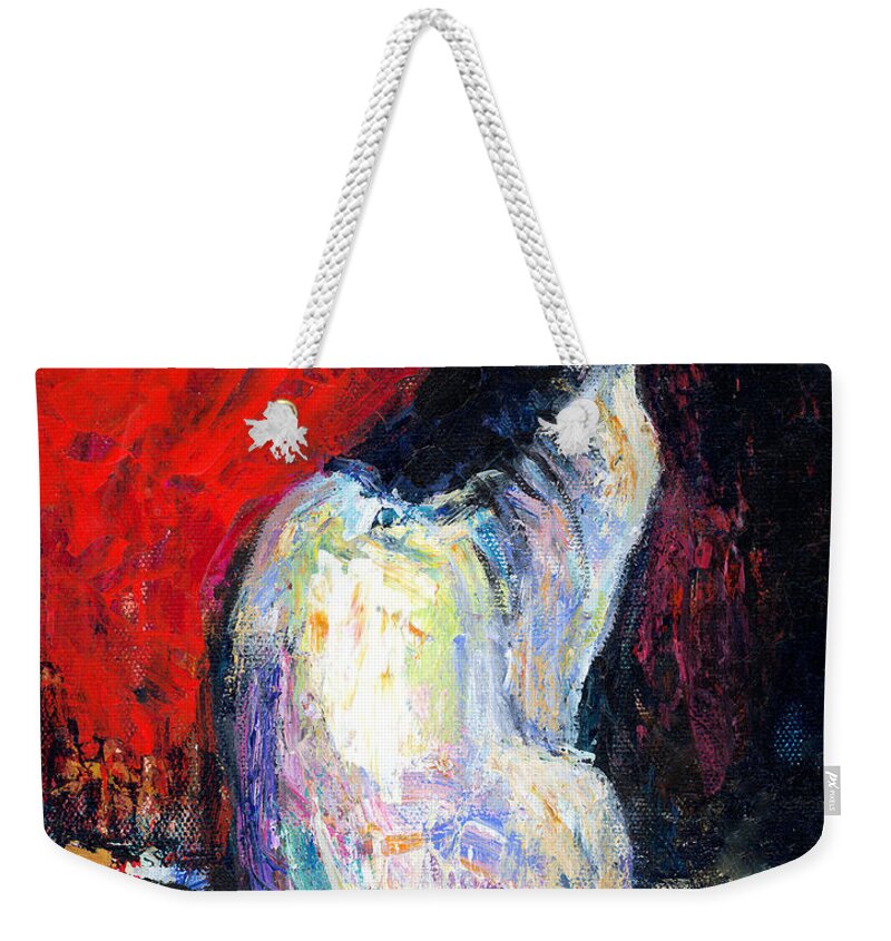 Sphynx Cat Art Weekender Tote Bag featuring the painting Royal sphynx Cat painting by Svetlana Novikova