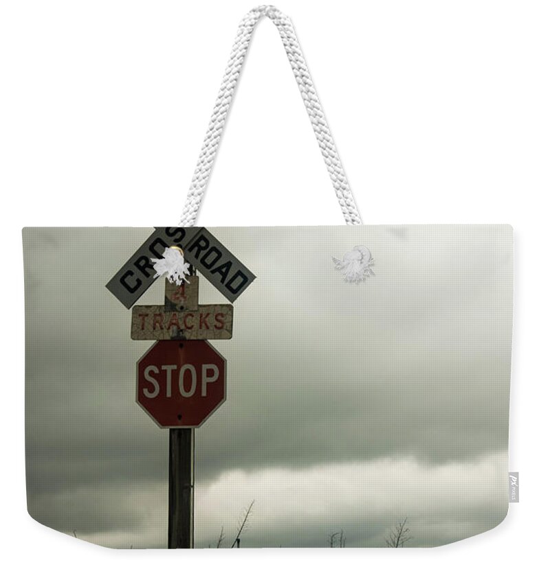  Weekender Tote Bag featuring the photograph RR Crossing by Melissa Newcomb