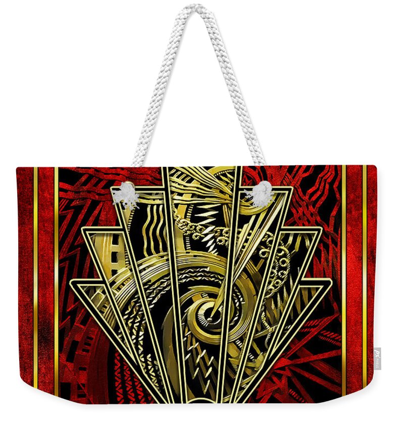 Staley Weekender Tote Bag featuring the digital art Ruby Red and Gold by Chuck Staley