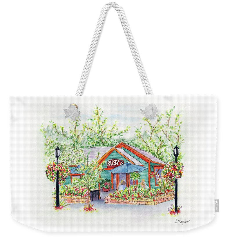 Ruby's Weekender Tote Bag featuring the painting Ruby's by Lori Taylor