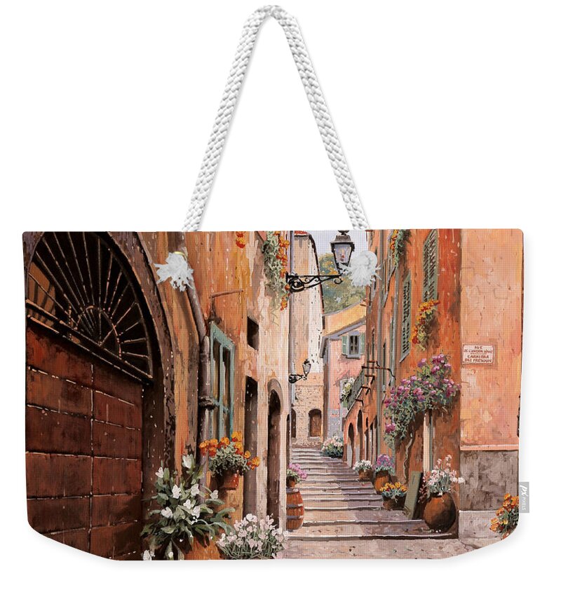 Rue Weekender Tote Bag featuring the painting rue Malonat in Nice by Guido Borelli
