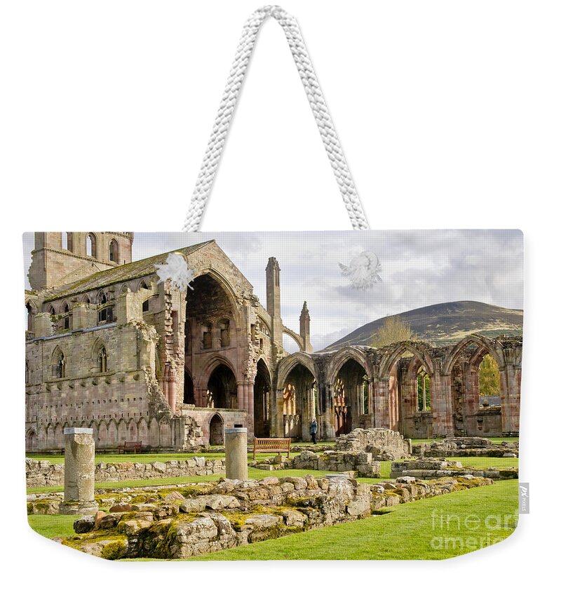 Melrose Abbey Weekender Tote Bag featuring the photograph Ruins. Melrose Abbey. by Elena Perelman