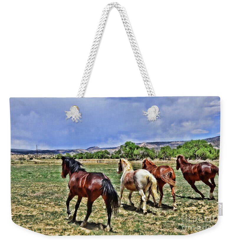 Hdr Weekender Tote Bag featuring the photograph Running Free by Debby Pueschel