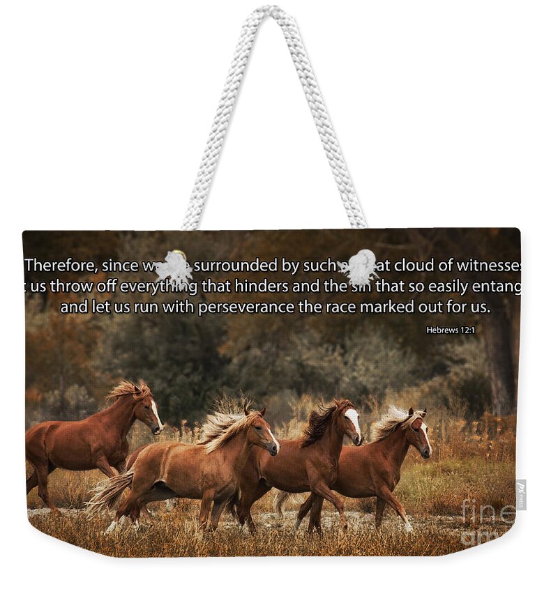 Peruvian Paso Horses Weekender Tote Bag featuring the photograph Running the Race by Priscilla Burgers