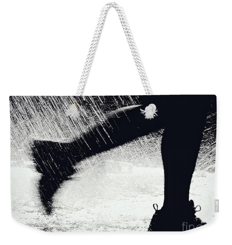 Water Weekender Tote Bag featuring the photograph Running through the Spray by Kathleen K Parker