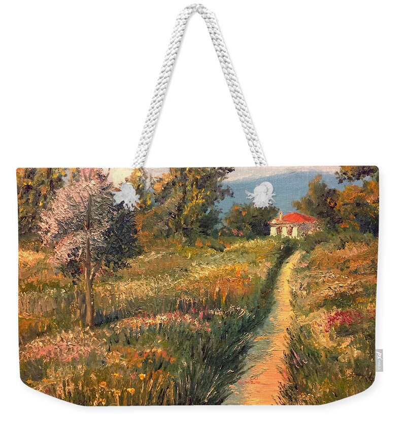 Cottage Weekender Tote Bag featuring the painting Rural Idyll by Vit Nasonov