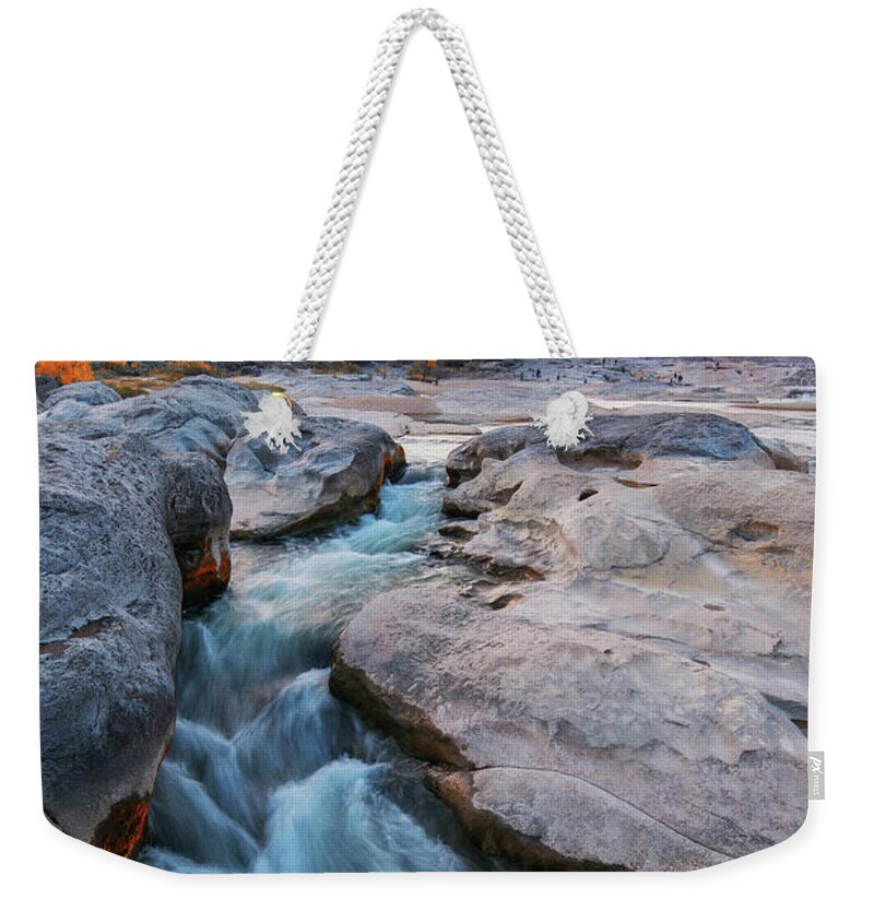 Pedernales Weekender Tote Bag featuring the photograph Rushing Waters at Pedernales Falls State Park - Texas Hill Country by Silvio Ligutti