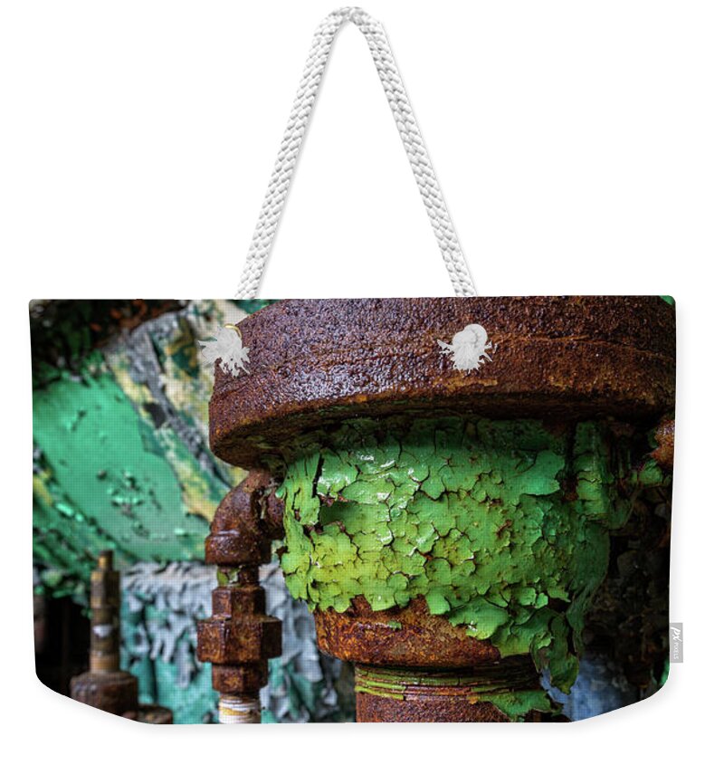 Lindale Mill Weekender Tote Bag featuring the photograph Rusted And Worn by Doug Sturgess