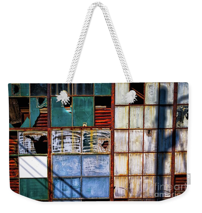 Delapidated Warehouse Weekender Tote Bag featuring the photograph Rusted Broken and Worn by Doug Sturgess