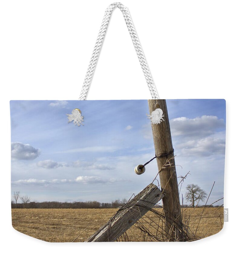 Fencepost Weekender Tote Bag featuring the photograph Rustic Charm by Inspired Arts