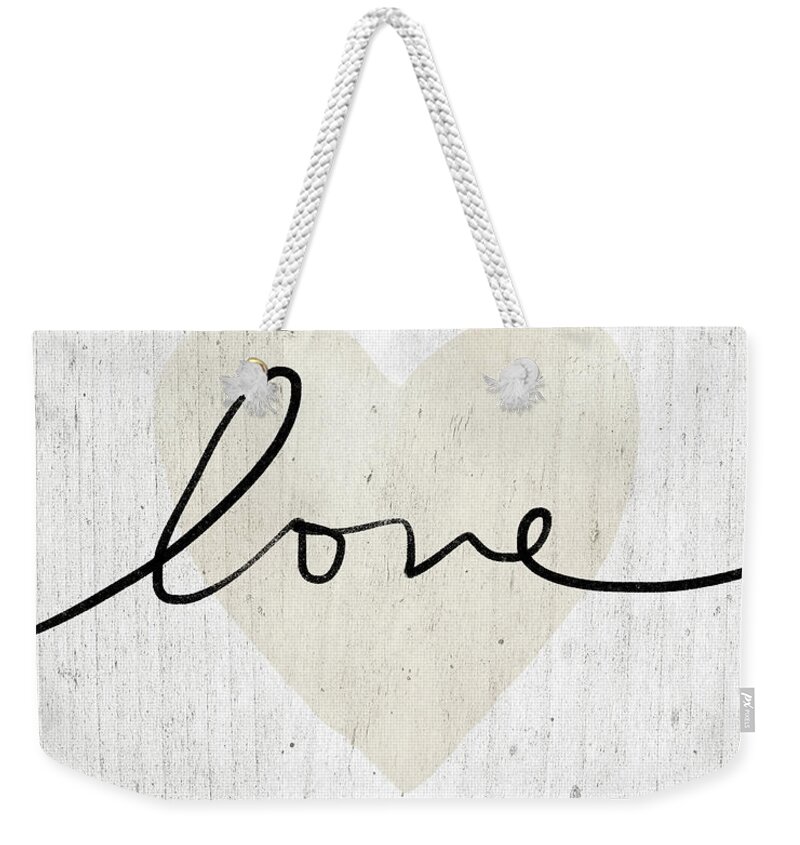 Love Weekender Tote Bag featuring the mixed media Rustic Love Heart- Art by Linda Woods by Linda Woods