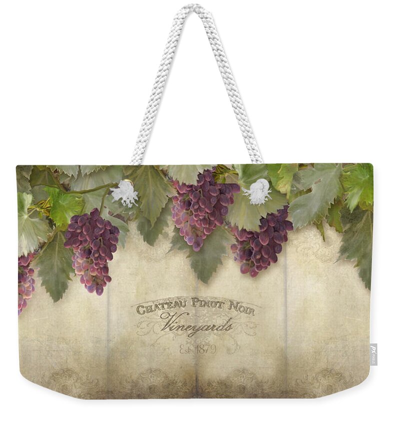 Pinot Noir Grapes Weekender Tote Bag featuring the painting Rustic Vineyard - Pinot Noir Grapes by Audrey Jeanne Roberts