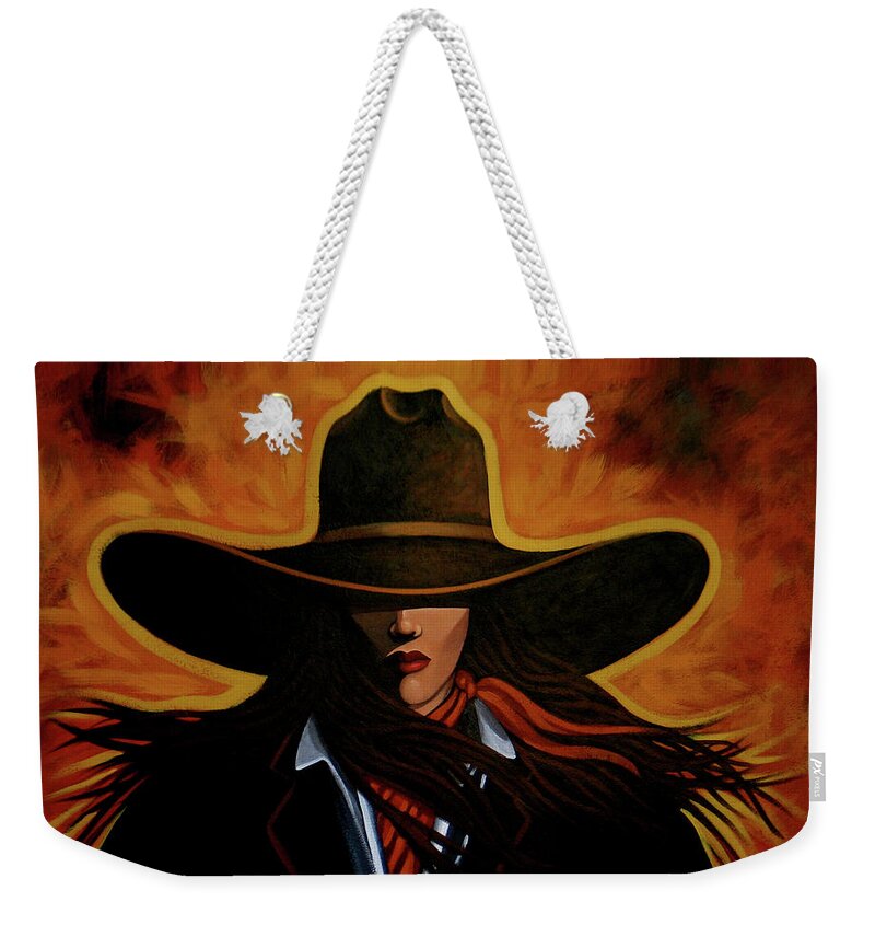 Cowgirl Weekender Tote Bag featuring the painting Rusty by Lance Headlee