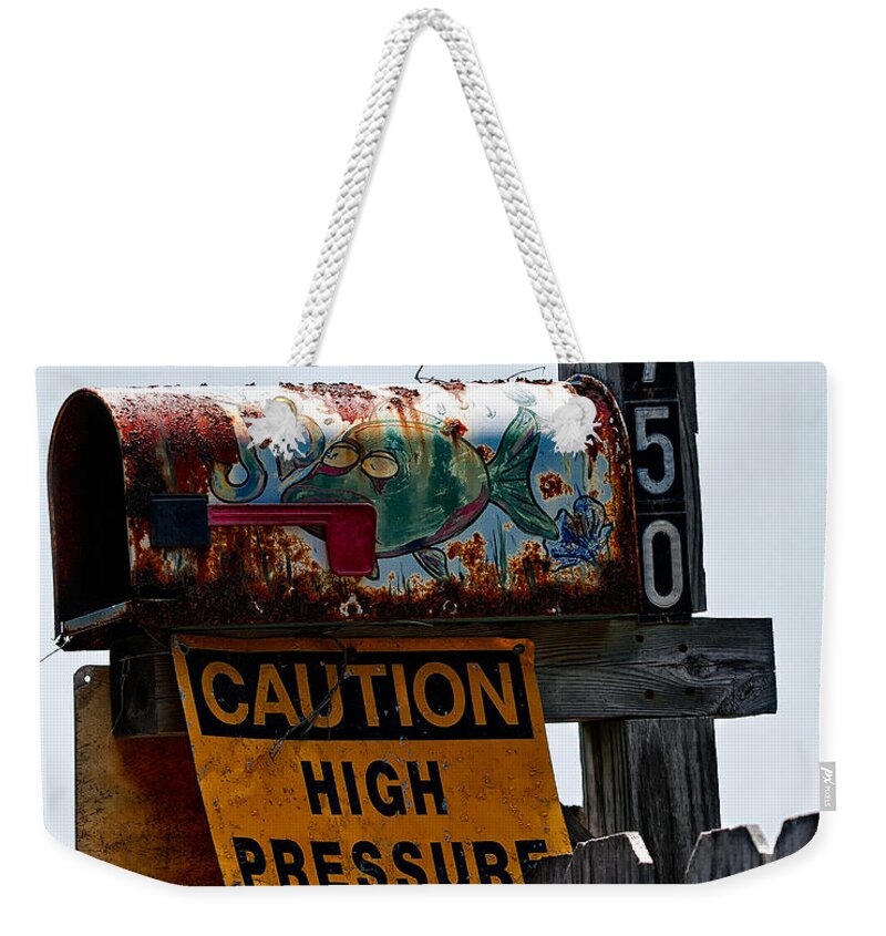 Old Weekender Tote Bag featuring the photograph Rusty Mailbox by Christopher Holmes