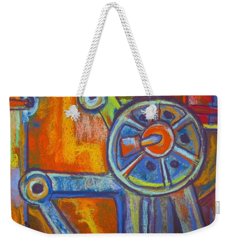 Abstract Weekender Tote Bag featuring the pastel Rusty Parts by Barbara O'Toole