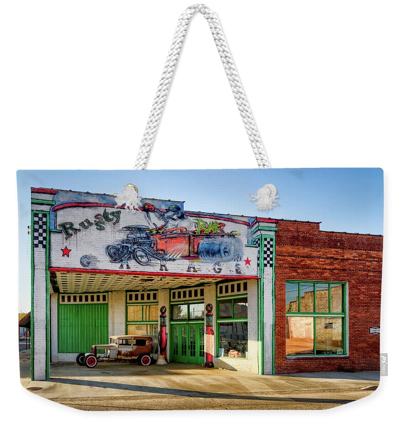 Rusty Weekender Tote Bag featuring the photograph Rusty Rat Garage by James Barber