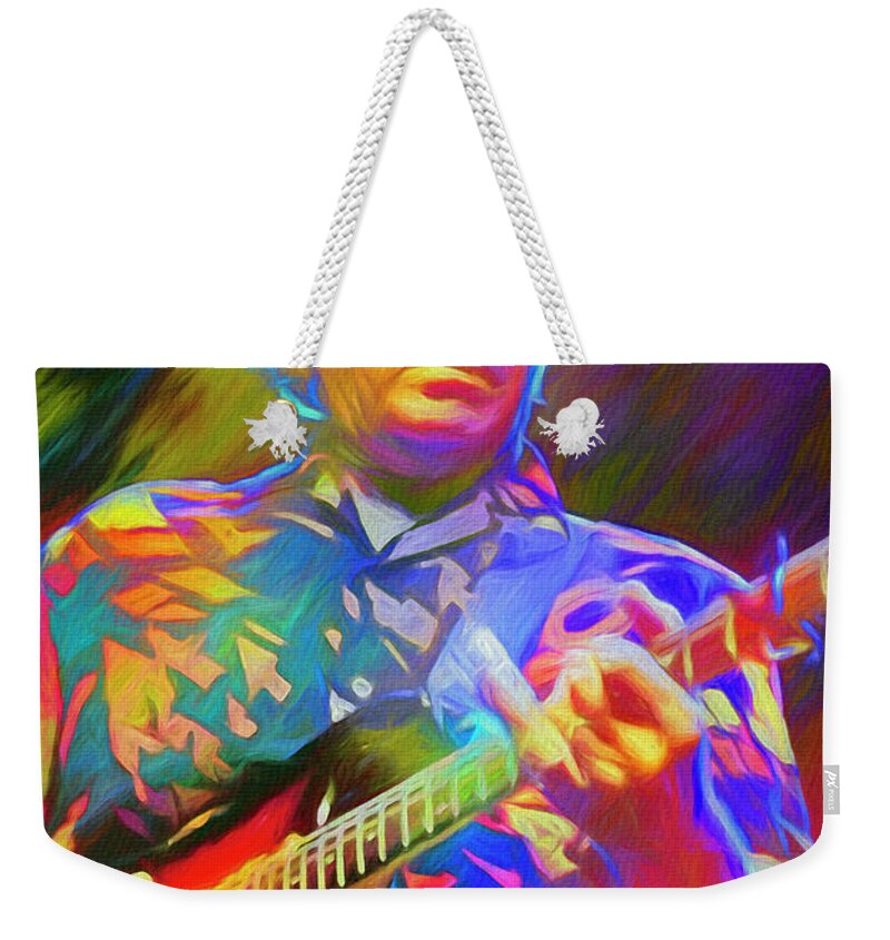 Ry Cooder Weekender Tote Bag featuring the mixed media Ry Cooder American Musician by Mal Bray