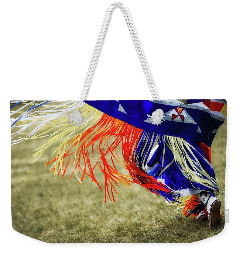 Native American Dancing Weekender Tote Bag featuring the photograph Rythmn and Ribbons by Pamela Steege