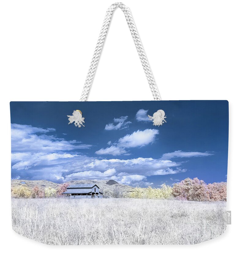 642nm Weekender Tote Bag featuring the photograph S C Upstate Barn Faux Color by Charles Hite