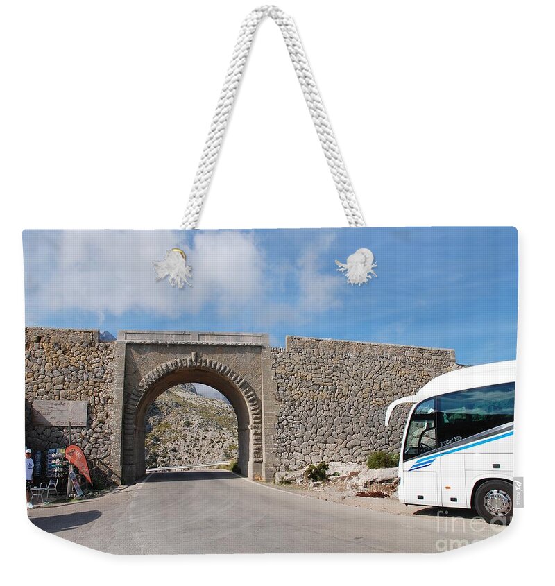 Balearic Weekender Tote Bag featuring the photograph Sa Calobra viaduct in Majorca by David Fowler