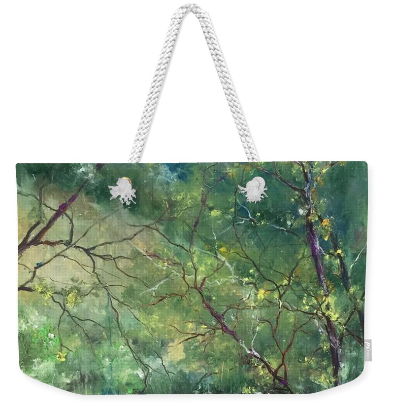 Landscape Weekender Tote Bag featuring the painting Sabino Canyon by Robin Miller-Bookhout