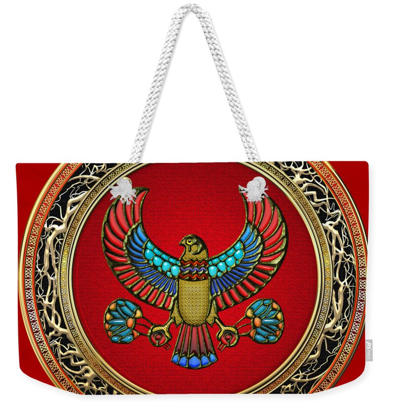 'treasure Trove' Collection By Serge Averbukh Weekender Tote Bag featuring the digital art Sacred Egyptian Falcon by Serge Averbukh
