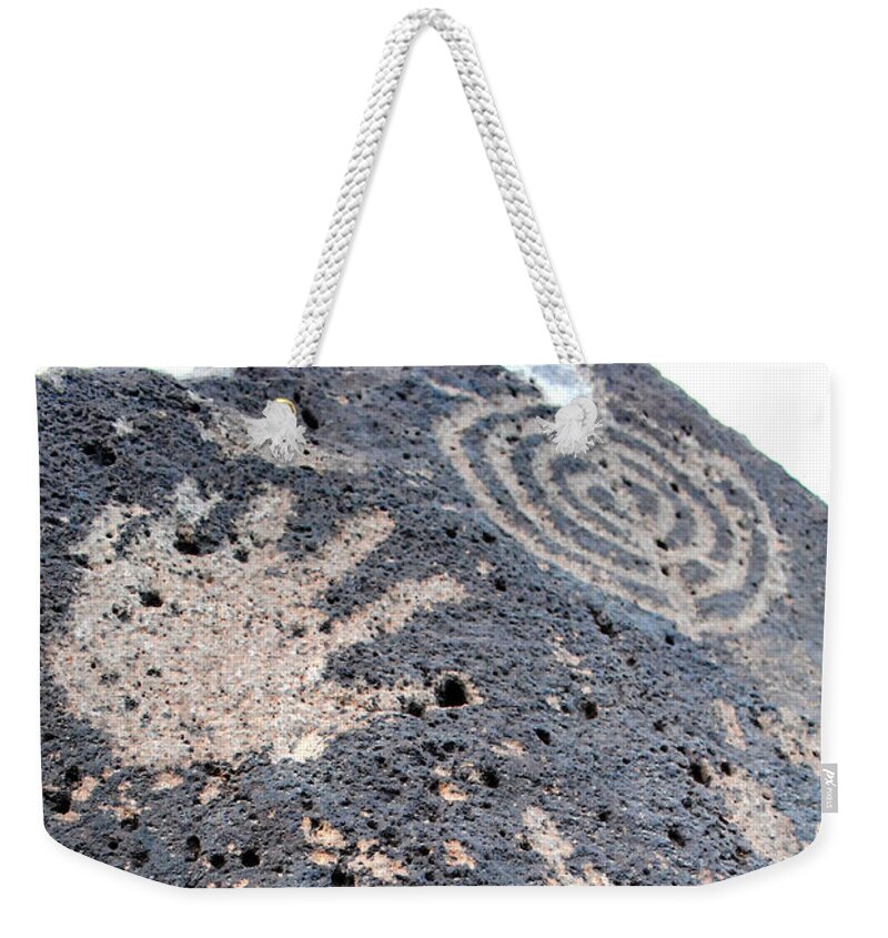 Petroglyphs Weekender Tote Bag featuring the photograph Sacred Hand by Glory Ann Penington