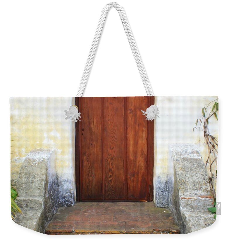 Door Weekender Tote Bag featuring the photograph Sacred Heart Door by Carol Groenen