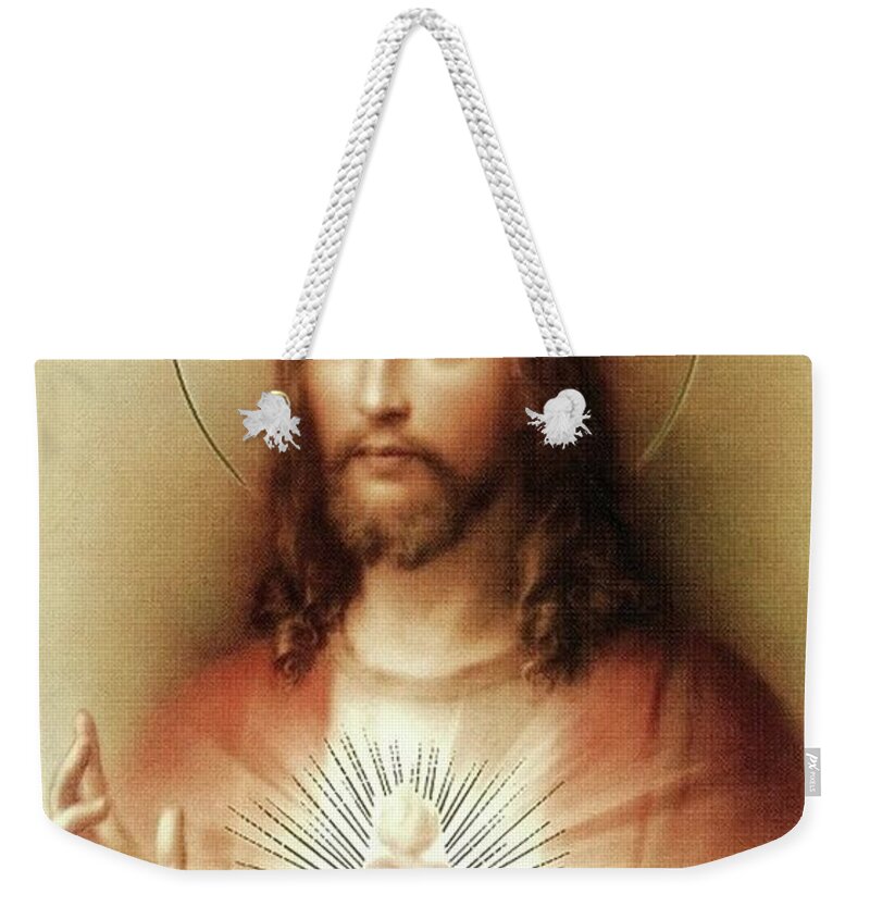 Sacred Heart Of Jesus Weekender Tote Bag featuring the mixed media Sacred Heart of Jesus by Movie Poster Prints