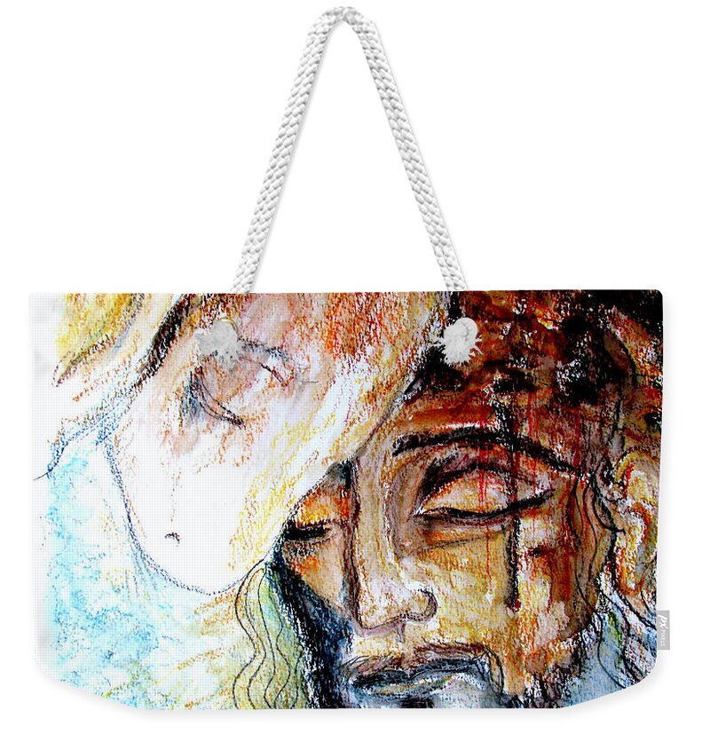 Jesus Weekender Tote Bag featuring the mixed media Sacrifice Lamb of God by Sarah Hornsby