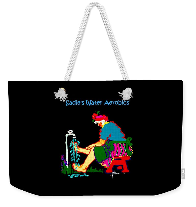 Woman Weekender Tote Bag featuring the painting Sadie's Water Aerobics by Adele Bower