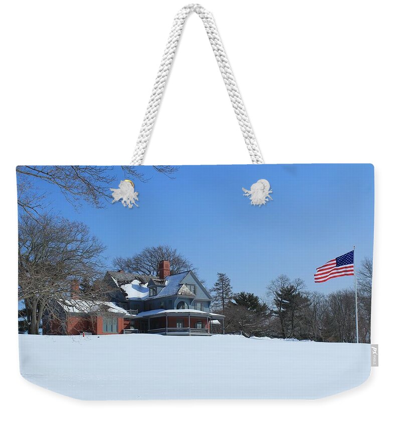 Karen Silvestri Weekender Tote Bag featuring the photograph Sagamore Hill in Winter by Karen Silvestri