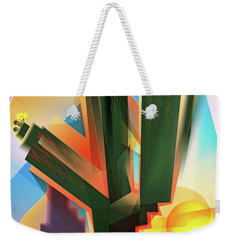Sonoran Desert Weekender Tote Bag featuring the digital art Saguaro Sunrise by Garth Glazier