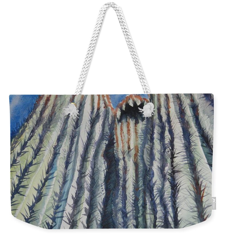 Arizona Weekender Tote Bag featuring the painting Sagurao by Karen Boudreaux