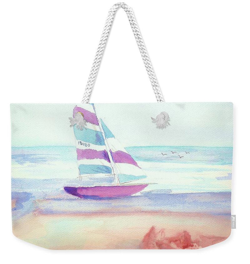Sailboat Weekender Tote Bag featuring the painting Sail Away by Denise F Fulmer