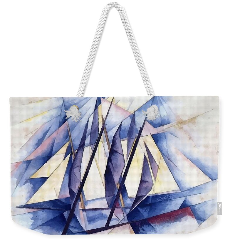 Sailboat Weekender Tote Bag featuring the painting Sail Movements by Taiche Acrylic Art