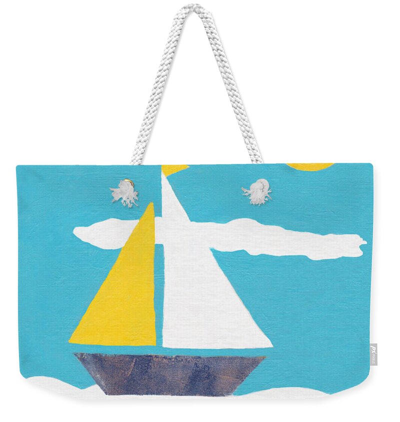 Sailboat Weekender Tote Bag featuring the painting Sailboat by Patricia Cleasby