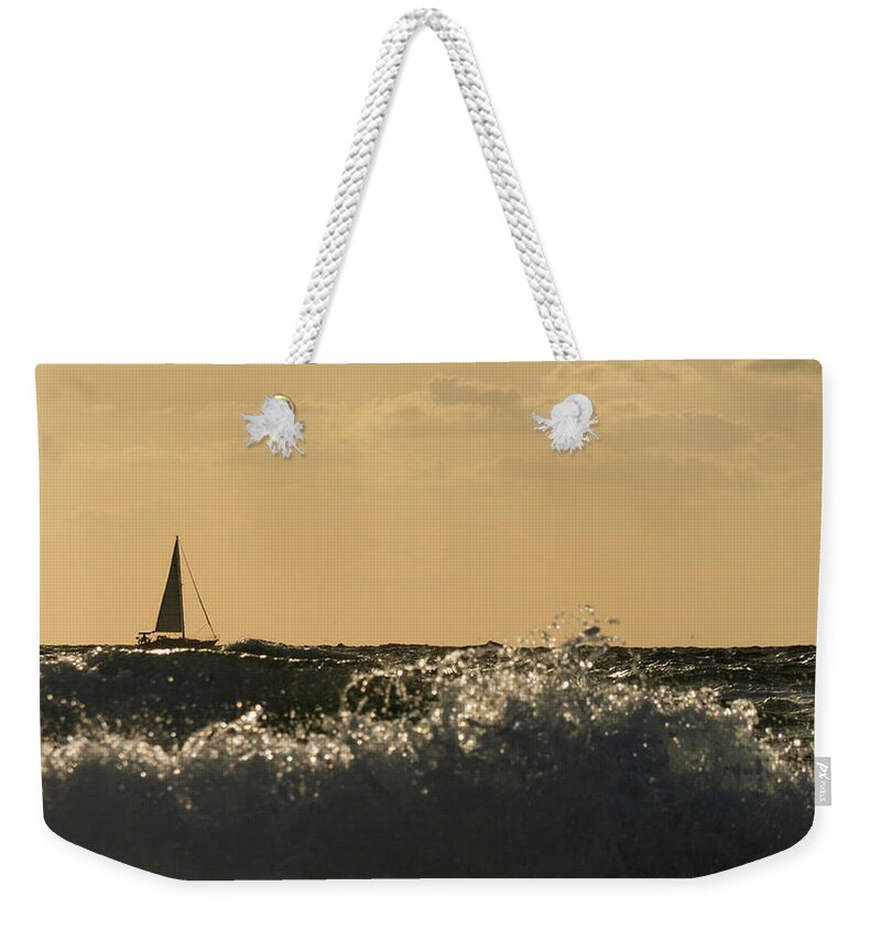 Florida Weekender Tote Bag featuring the photograph Sailboat Surf Delray Beach Florida by Lawrence S Richardson Jr