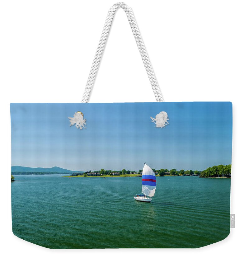 Sailboat Weekender Tote Bag featuring the photograph Sailing at SML by Star City SkyCams