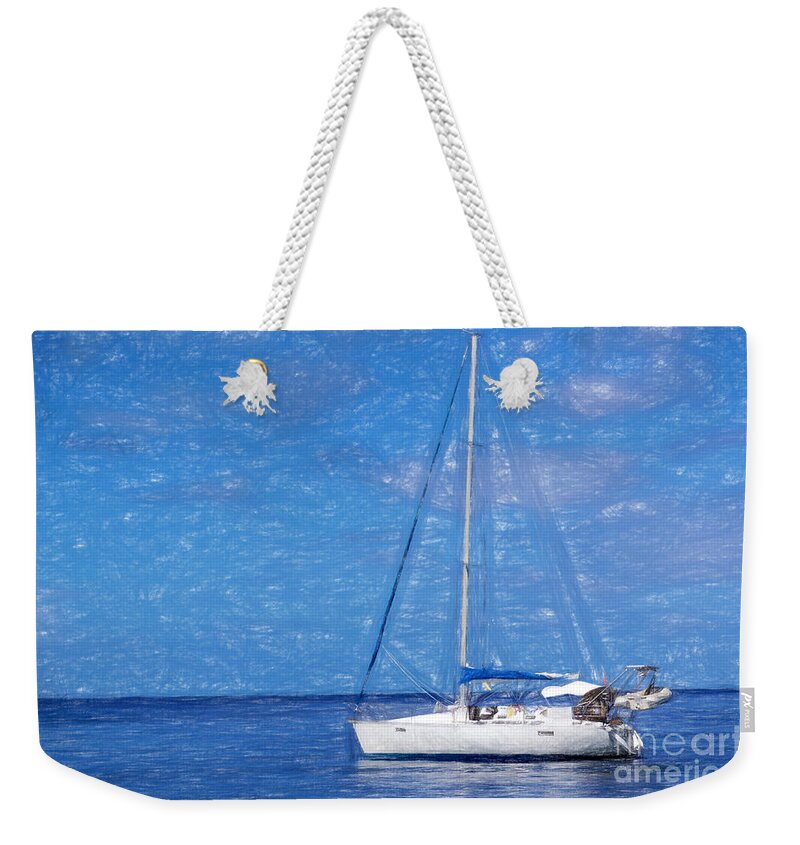 Sailboat Weekender Tote Bag featuring the photograph Sailing in Saint Lucia by Sue Melvin