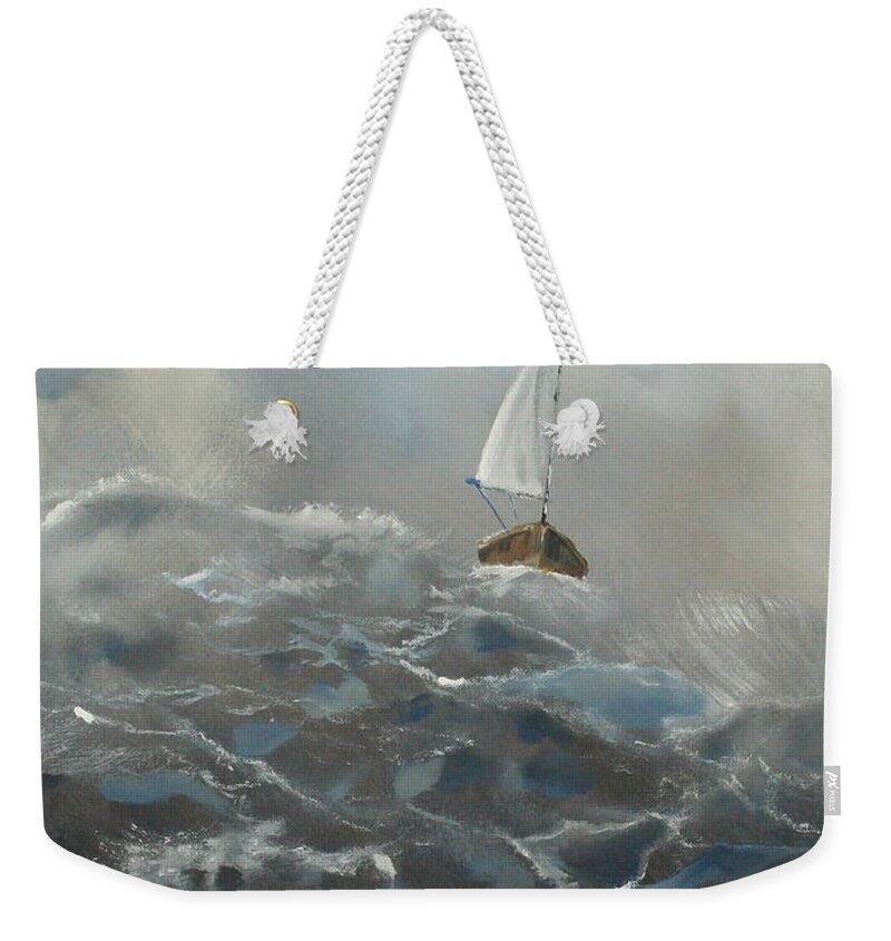Art Seascape Weekender Tote Bag featuring the painting Sailing in the Wind by Raymond Doward