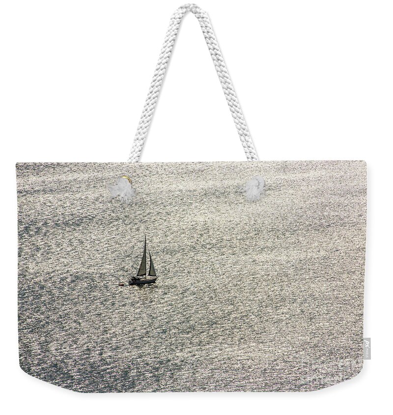 Yacht Weekender Tote Bag featuring the photograph Sailing on a shimmering sea by Sheila Smart Fine Art Photography