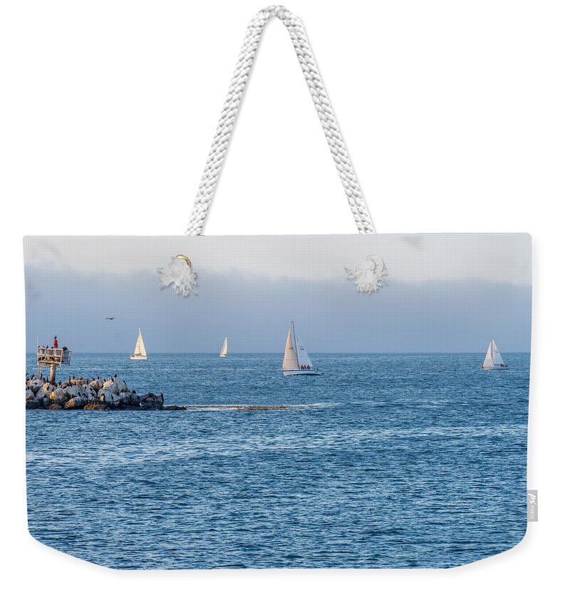 Sailing Weekender Tote Bag featuring the photograph Sailing on the Bay by Derek Dean